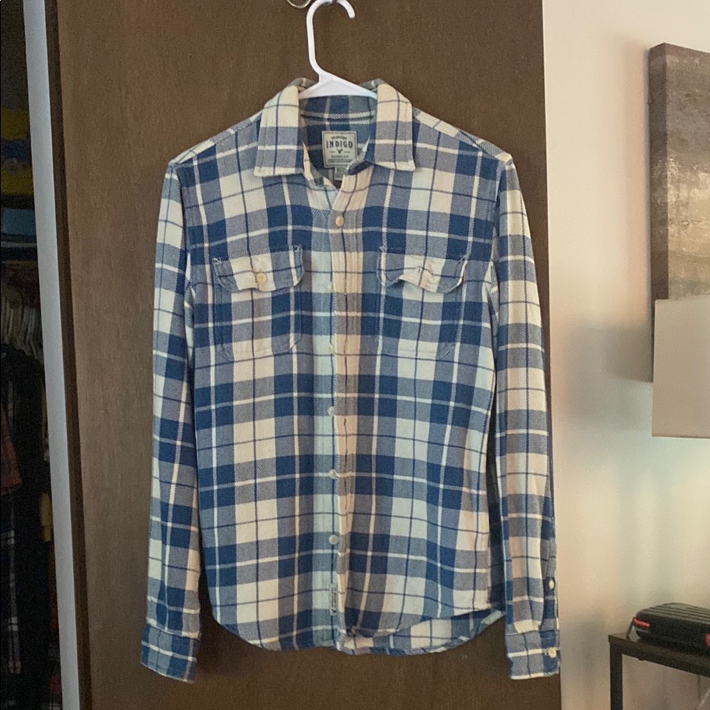 Men’s American Eagle XS Button Up Blue/White